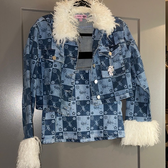 Dolls Kill Jackets & Blazers - Dollskill x Bratz Denim Faux Fur Jacket and Mini Skirt